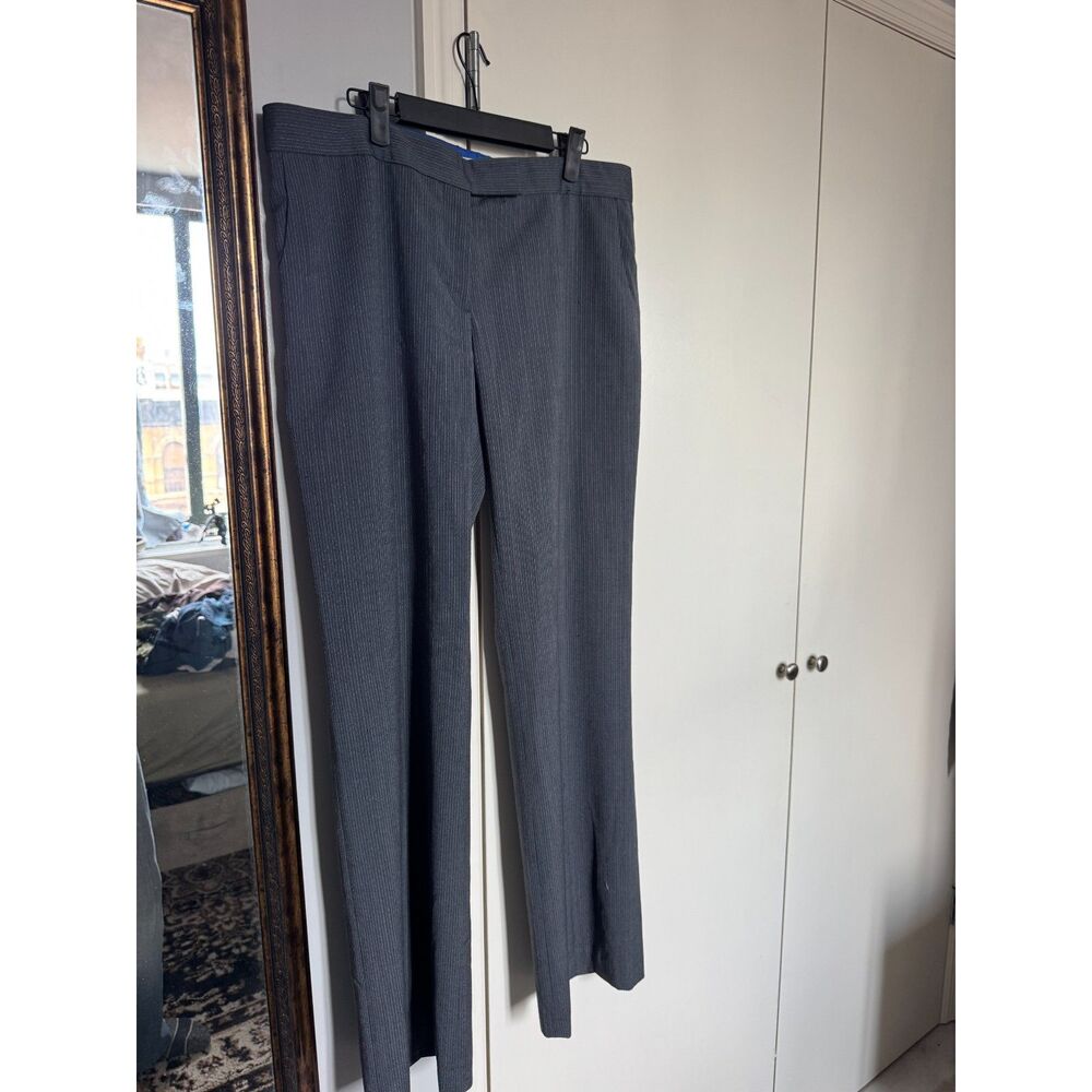 Vintage Women's Stella McCartney Wide Leg Wool Pinstripe Gray Dress Pants Sz 14